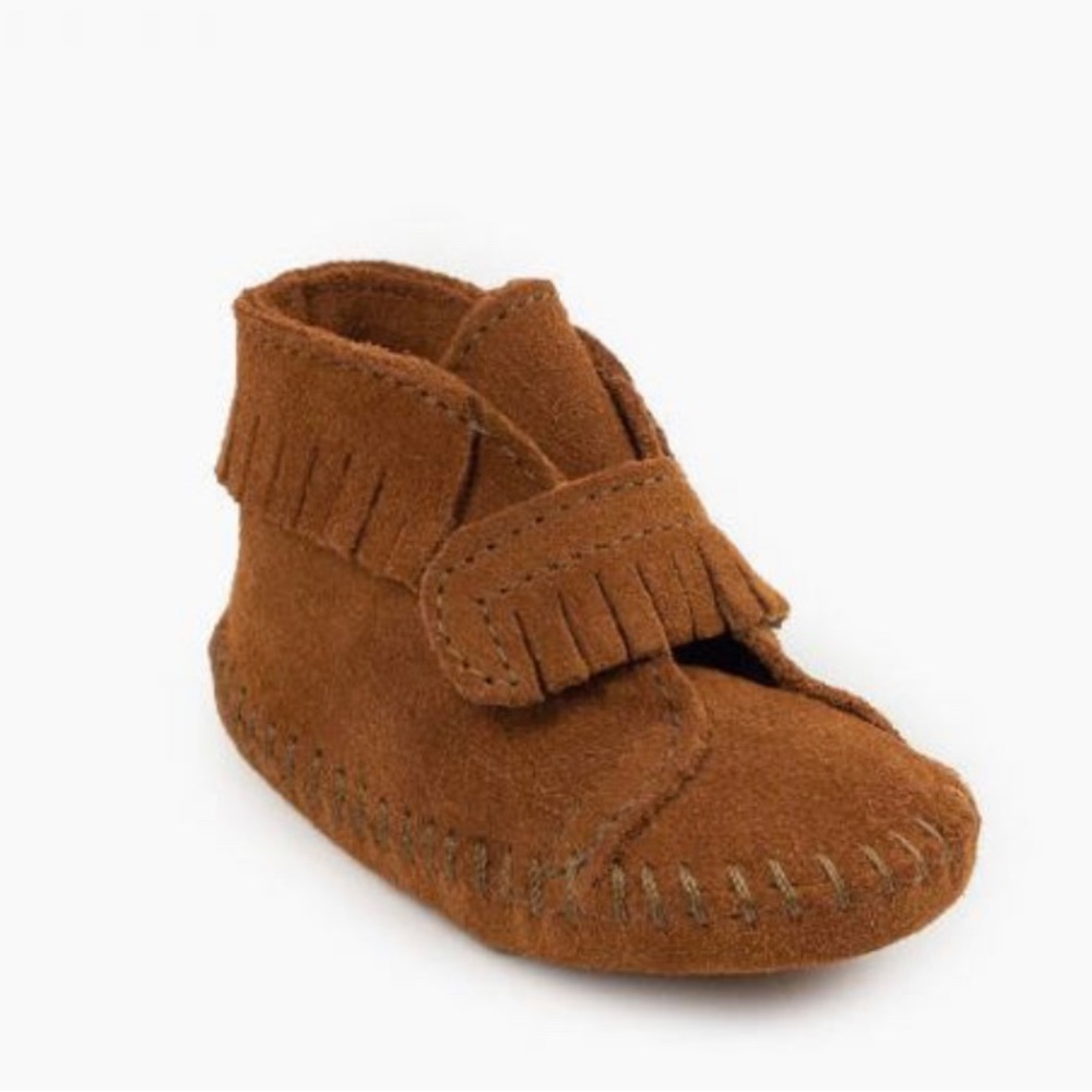 Minnetonka Front Strap Booties, infant size 1, in original packaging